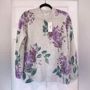 NWT Vince Lilac Floral Print Sweater Jumper In Natural Combo